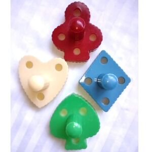 Vintage Plastic Cookie Cutters Lot#6- 4 Card Suits Hearts Diamonds Clubs Spades